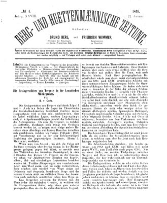 Berg- und hüttenmännische Zeitung Freitag 22. Januar 1869