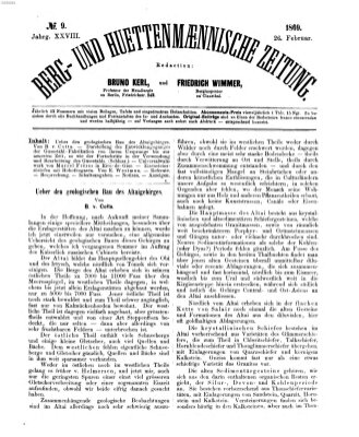 Berg- und hüttenmännische Zeitung Freitag 26. Februar 1869