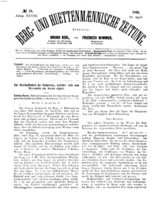 Berg- und hüttenmännische Zeitung Freitag 30. April 1869