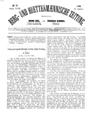 Berg- und hüttenmännische Zeitung Freitag 13. August 1869