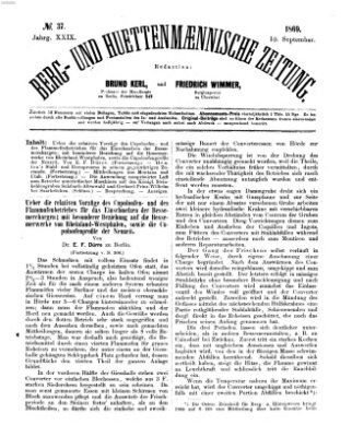 Berg- und hüttenmännische Zeitung Freitag 10. September 1869