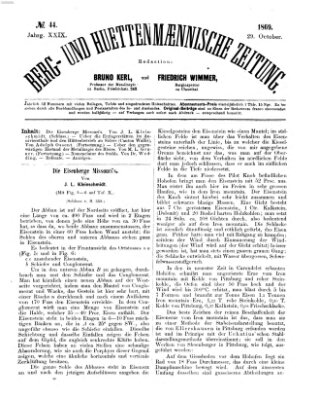 Berg- und hüttenmännische Zeitung Freitag 29. Oktober 1869