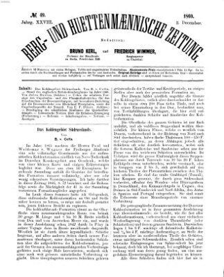 Berg- und hüttenmännische Zeitung Donnerstag 2. Dezember 1869