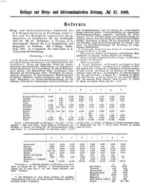 Berg- und hüttenmännische Zeitung Freitag 19. November 1869