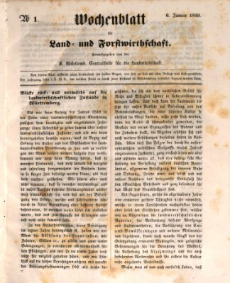 Wochenblatt für Land- und Forstwirthschaft Samstag 6. Januar 1849