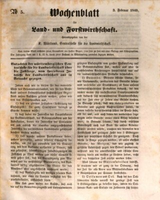 Wochenblatt für Land- und Forstwirthschaft Samstag 3. Februar 1849