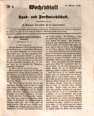 Wochenblatt für Land- und Forstwirthschaft Samstag 10. Februar 1849