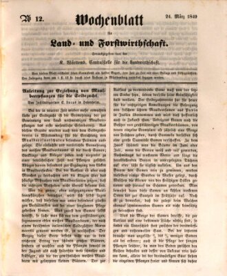 Wochenblatt für Land- und Forstwirthschaft Samstag 24. März 1849