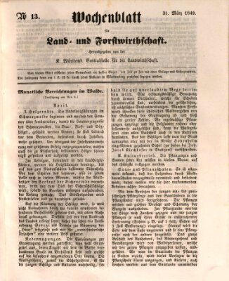 Wochenblatt für Land- und Forstwirthschaft Samstag 31. März 1849