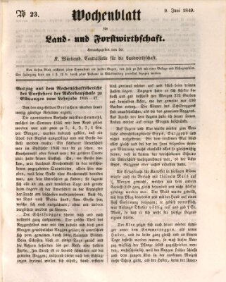 Wochenblatt für Land- und Forstwirthschaft Samstag 9. Juni 1849