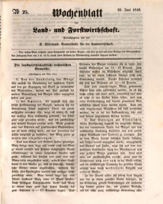 Wochenblatt für Land- und Forstwirthschaft Samstag 23. Juni 1849