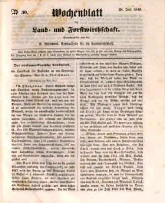 Wochenblatt für Land- und Forstwirthschaft Samstag 28. Juli 1849