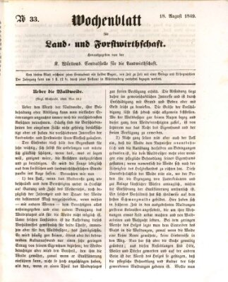 Wochenblatt für Land- und Forstwirthschaft Samstag 18. August 1849