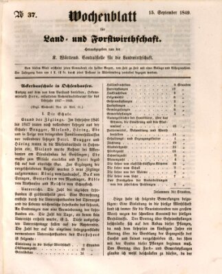 Wochenblatt für Land- und Forstwirthschaft Samstag 15. September 1849