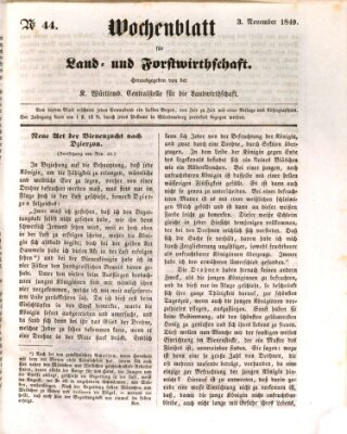 Wochenblatt für Land- und Forstwirthschaft Samstag 3. November 1849