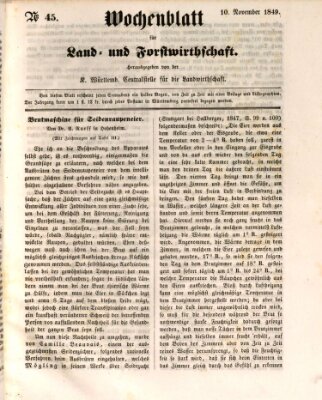 Wochenblatt für Land- und Forstwirthschaft Samstag 10. November 1849