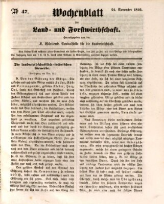 Wochenblatt für Land- und Forstwirthschaft Samstag 24. November 1849