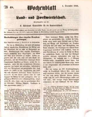 Wochenblatt für Land- und Forstwirthschaft Samstag 1. Dezember 1849