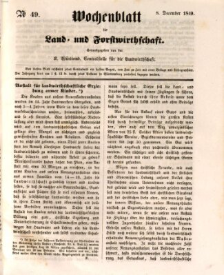 Wochenblatt für Land- und Forstwirthschaft Samstag 8. Dezember 1849