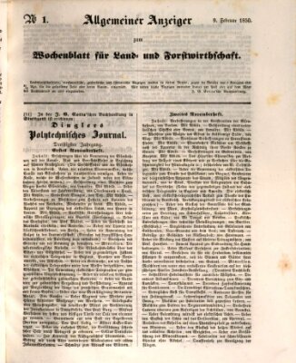 Wochenblatt für Land- und Forstwirthschaft Samstag 9. Februar 1850