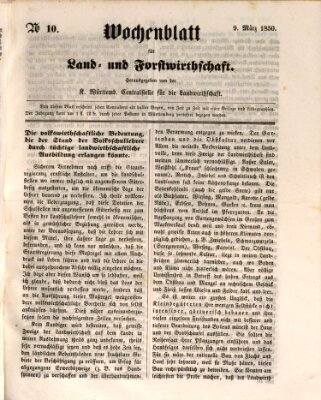 Wochenblatt für Land- und Forstwirthschaft Samstag 9. März 1850