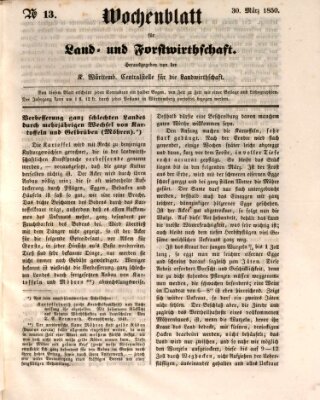 Wochenblatt für Land- und Forstwirthschaft Samstag 30. März 1850