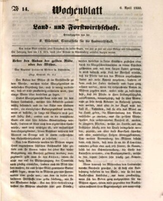 Wochenblatt für Land- und Forstwirthschaft Samstag 6. April 1850