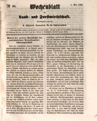 Wochenblatt für Land- und Forstwirthschaft Samstag 4. Mai 1850