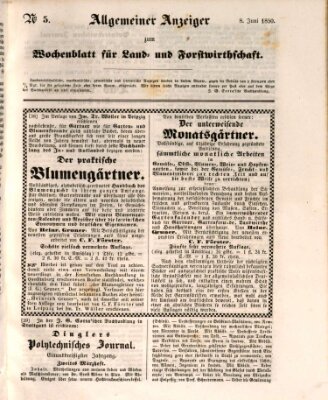 Wochenblatt für Land- und Forstwirthschaft Samstag 8. Juni 1850