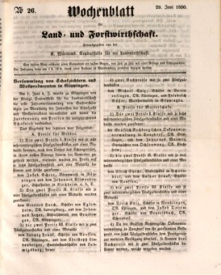 Wochenblatt für Land- und Forstwirthschaft Samstag 29. Juni 1850