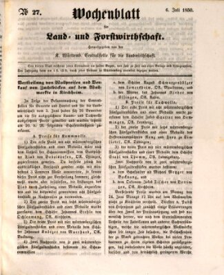 Wochenblatt für Land- und Forstwirthschaft Samstag 6. Juli 1850