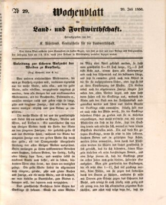 Wochenblatt für Land- und Forstwirthschaft Samstag 20. Juli 1850