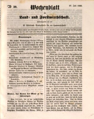 Wochenblatt für Land- und Forstwirthschaft Samstag 27. Juli 1850