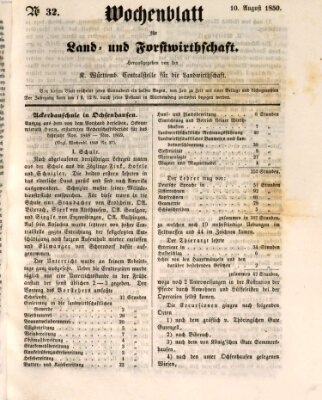 Wochenblatt für Land- und Forstwirthschaft Samstag 10. August 1850