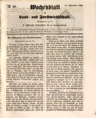 Wochenblatt für Land- und Forstwirthschaft Samstag 14. September 1850