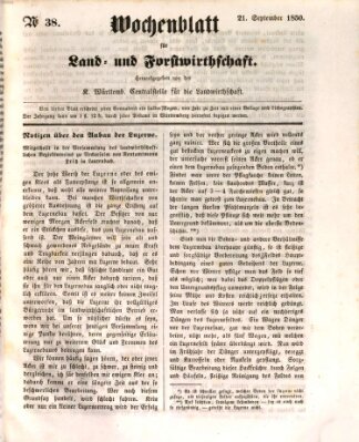 Wochenblatt für Land- und Forstwirthschaft Samstag 21. September 1850