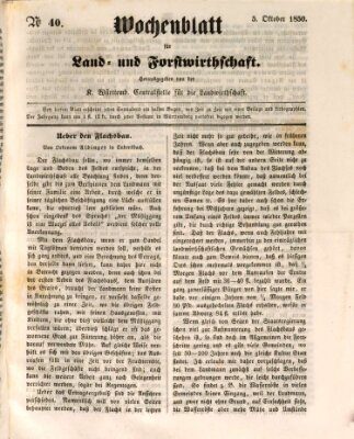 Wochenblatt für Land- und Forstwirthschaft Samstag 5. Oktober 1850