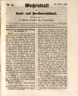 Wochenblatt für Land- und Forstwirthschaft Samstag 26. Oktober 1850