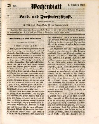 Wochenblatt für Land- und Forstwirthschaft Samstag 9. November 1850