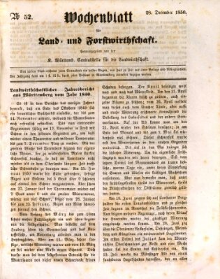 Wochenblatt für Land- und Forstwirthschaft Samstag 28. Dezember 1850