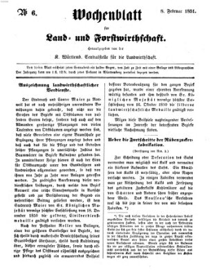 Wochenblatt für Land- und Forstwirthschaft Samstag 8. Februar 1851