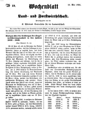 Wochenblatt für Land- und Forstwirthschaft Samstag 10. Mai 1851