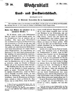 Wochenblatt für Land- und Forstwirthschaft Samstag 17. Mai 1851