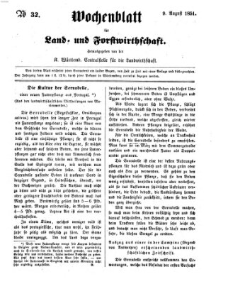 Wochenblatt für Land- und Forstwirthschaft Samstag 9. August 1851