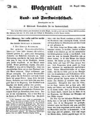 Wochenblatt für Land- und Forstwirthschaft Samstag 16. August 1851