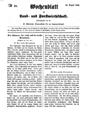 Wochenblatt für Land- und Forstwirthschaft Samstag 30. August 1851