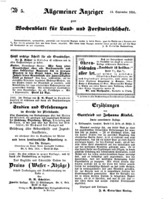 Wochenblatt für Land- und Forstwirthschaft Samstag 13. September 1851