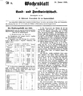 Wochenblatt für Land- und Forstwirthschaft Samstag 31. Januar 1852