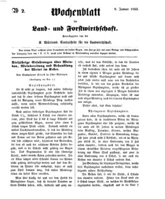 Wochenblatt für Land- und Forstwirthschaft Samstag 8. Januar 1853