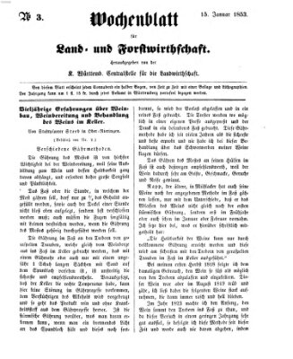 Wochenblatt für Land- und Forstwirthschaft Samstag 15. Januar 1853